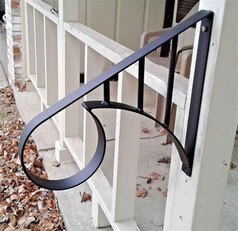 Wrought Iron Metal 1 2 Step Handrail Custom Made Home Decor Black