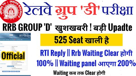 Rrb Group D Waiting Rti Reply Waiting Clear Waiting