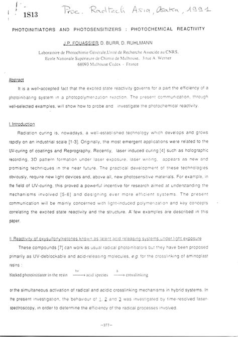 PDF Photoinitiators And Photosensitizers Photochemical Reactivity