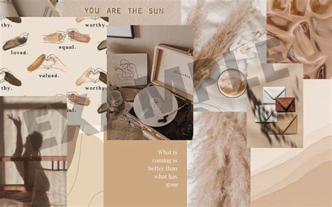 Nude Aesthetic Collage Desktop Wallpaper MacBook Wallpaper Neutral