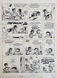 André Franquin Gaston Lagaffe champagne Illustration originale