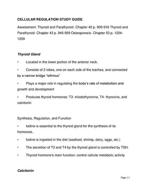 Cellular Regulation Study Guide Cellular Regulation Study Guide