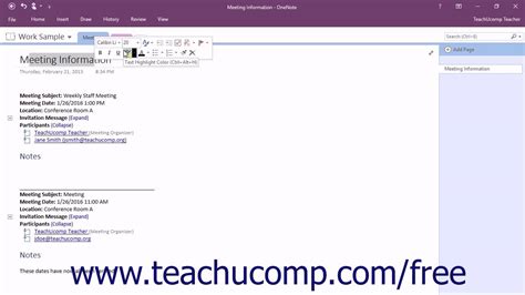 Onenote 2016 Tutorial The Mini Toolbar Microsoft Training Youtube