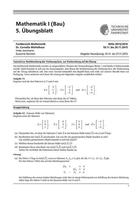 Mathe I Bau Bung L Sung Mathematik I Bau Bungsblatt