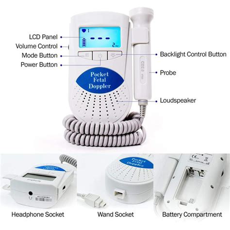 Foetale Doppler Ultrasound Geluid Baby Heartbeat Monitor Detector Led