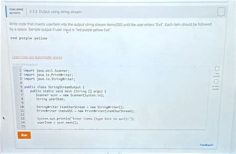 Solved Challengeactivity Output Using String Chegg