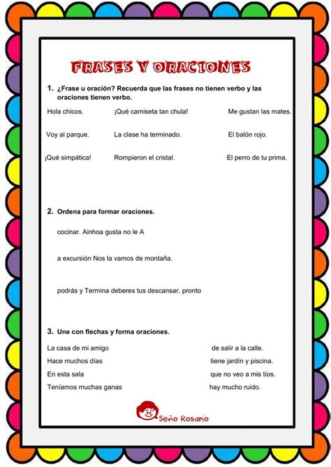 Frase U Oraci N Worksheet Practicas Del Lenguaje Imagenes Educacion