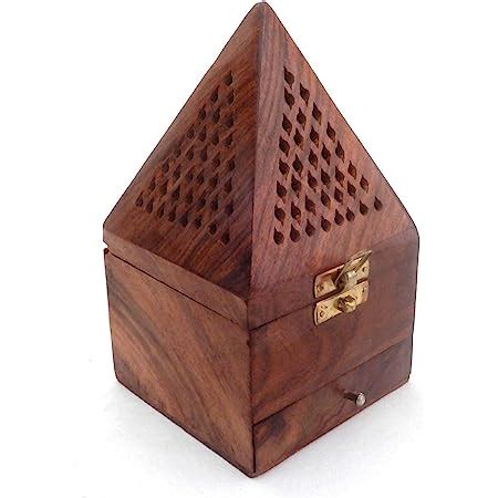 Wudkar Sheesham Wood Conical Incense Box Holder Dhoop Stand Ash