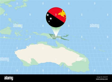 Map Illustration Of Papua New Guinea With The Flag Cartographic