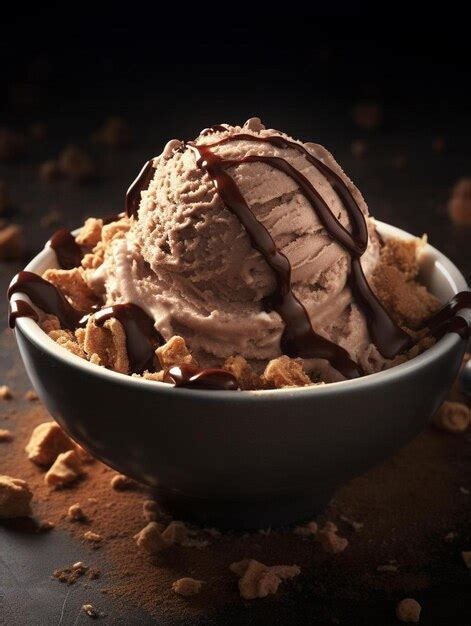 Premium Ai Image A Bowl Of Chocolate Ice Cream With A Spoon Of