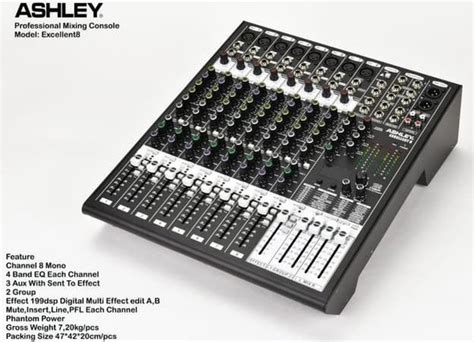 Jual Mixer 8 Channel Ashley Excellent 8 Effect 199DSP Phantom PFL 4