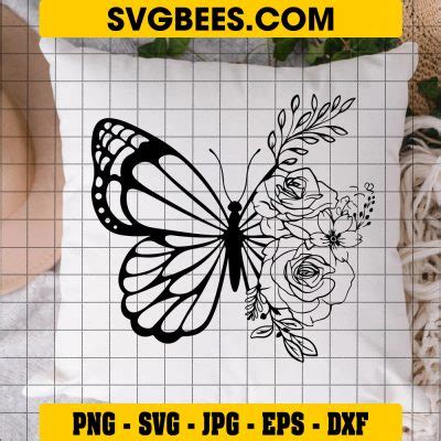 Rose Butterflies SVG Rose Vector Butterfly And Flower Clipart SVGbees