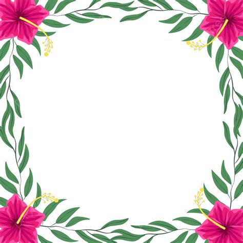 Marco De Flores Tropicales Y Hojas Verdes Vector Png Flor Tropical