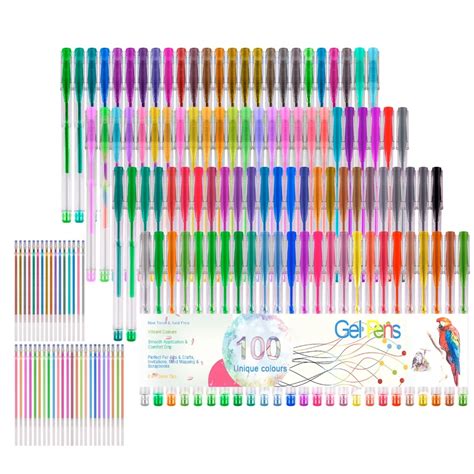 48 100 Colors Gel Pens Set Highligher Set For Adult Coloring Books Art Markers With Refills