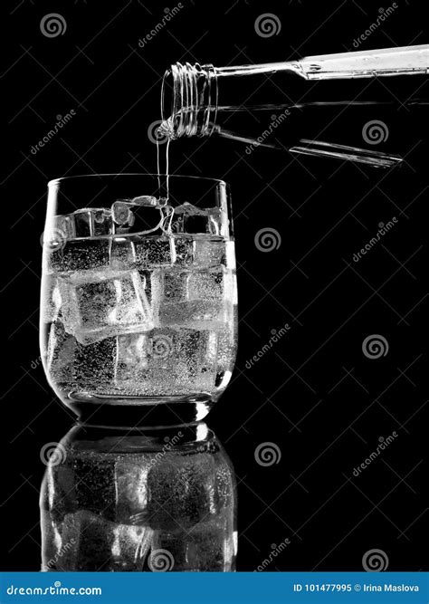 Bottle Of Soda Mineral Water Pouring Into Glass Stock Image Image Of