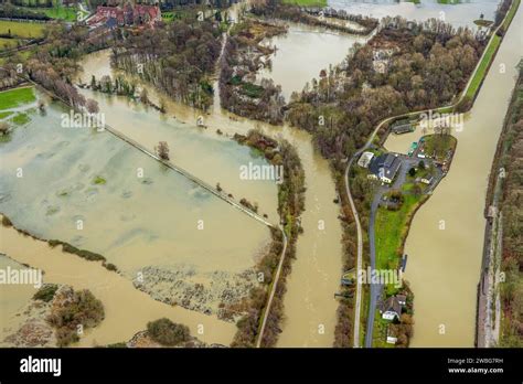 Luftbild Vom Hochwasser Der Lippe Weihnachtshochwasser Fluss