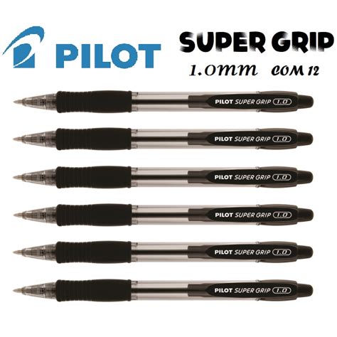 Caneta Esferográfica Preta Pilot Super Grip 1 0 Kit 12 Submarino