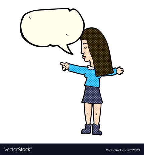 Cartoon Woman Pointing With Speech Bubble Vector Image