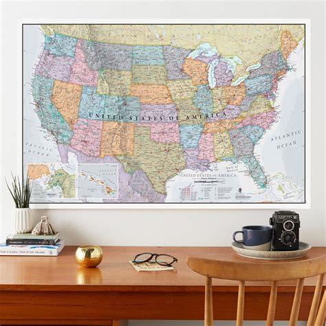 Map of USA Poster Art Wall Decor Print Classic Edition Home Decor Map ...