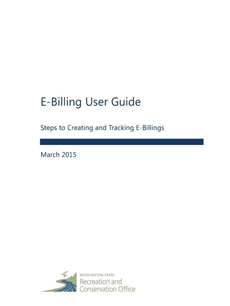 Fillable Online Rco Wa E Billing User Guide Electronic Billing E