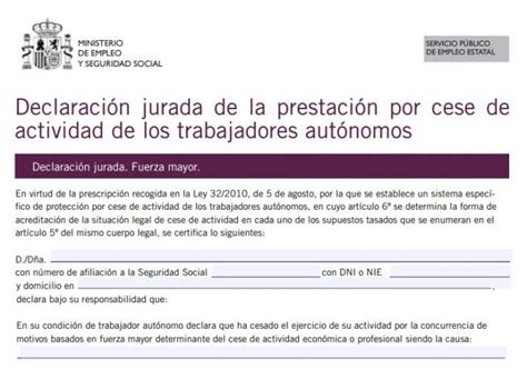 La prestación por cese de actividad El paro de los autónomos