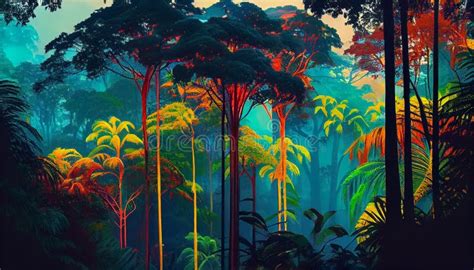 An Illustration Of Scenic Tropical Landscape In Rainforest Ai