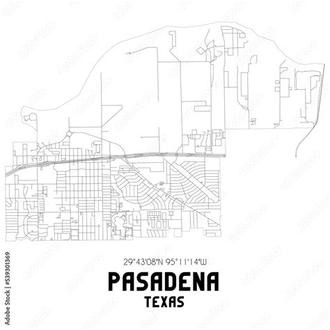 Pasadena Texas Us Street Map With Black And White Lines Stock