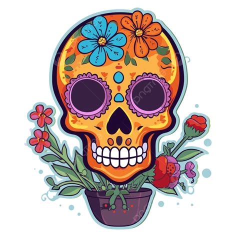 Dia De Muertos Clipart De Flores Dia De Muertos Calavera Con Flores En