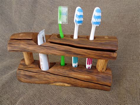 Wooden Toothbrush Holder Rustic Toothbrush Holder Bathroom