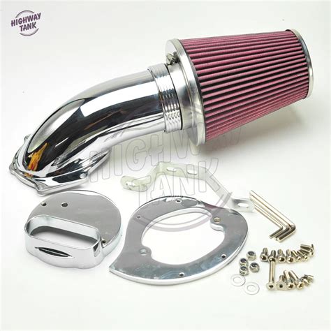 Chrome Aluminum Motorcycle Air Cleaner Intake Filter Kit Case For