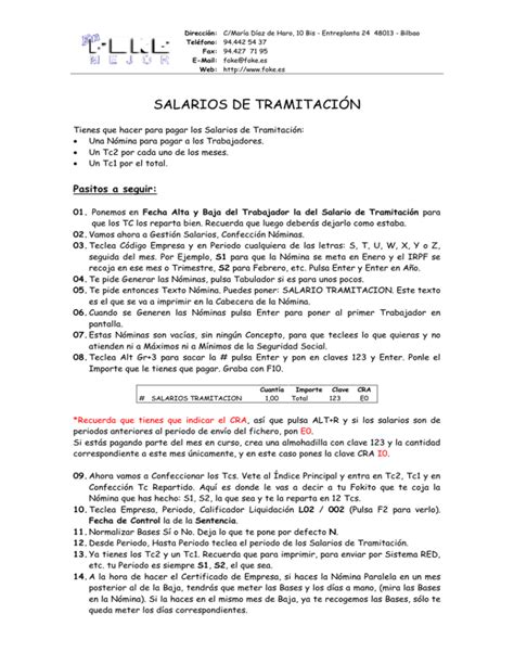 Salarios De Tramitaci N