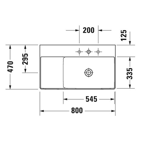 Duravit 2349800041 Durasquare Lavabo Consolle Asimmetrico 80 Cm