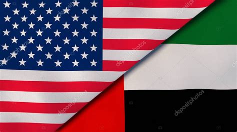 Dos Estados Banderas De Estados Unidos Y Emiratos Rabes Unidos Fondo