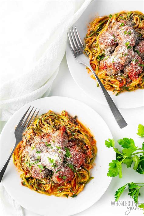 Zucchini Spaghetti With Meatballs Wholesome Yum