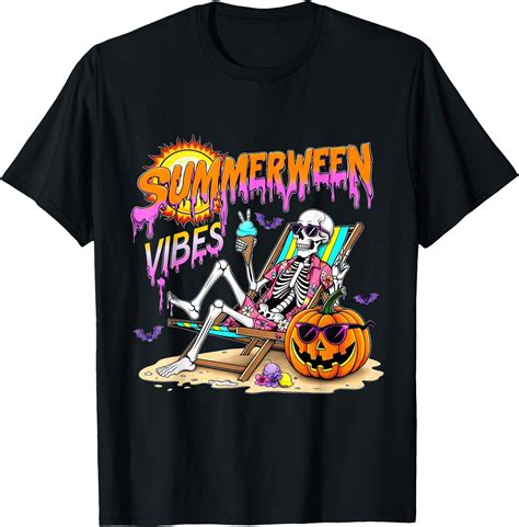 Hot Trending Tee With Summerween Vibes Skeleton Pumpkin Spooky Vacation Walmart