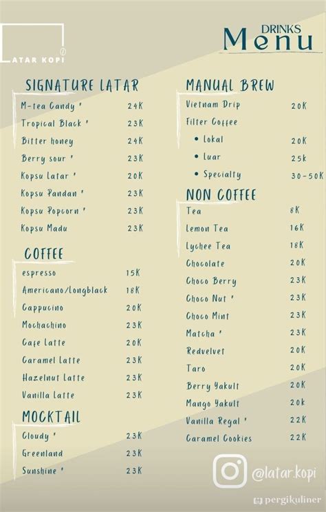 Selalu Diperbarui Menu Latar Kopi Jagakarsa