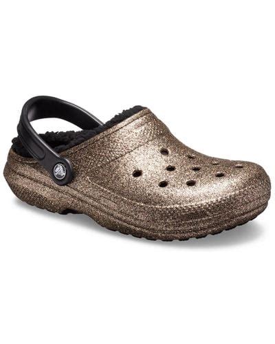 Crocs™ Gold Black Classic Glitter Lined Clog In Goldblack Metallic Lyst