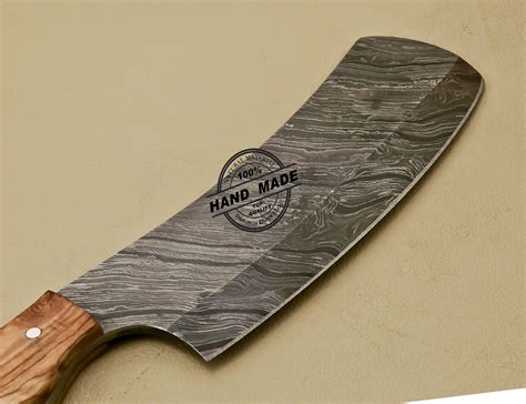 Damascus Cleaver Butchers Knife Custom Handmade Damascus Steel Kitchen