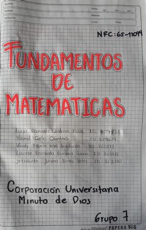 Actividad En Clase Fundamentos De Matematicas Febrero