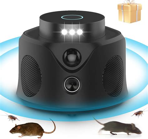 Zimwu Upgraded Rodent Repellent Indoor 360° Ultrasonic Pest Repeller With 9 Strobe Lights And Pir