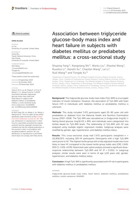 Pdf Association Between Triglyceride Glucose Body Mass Index And