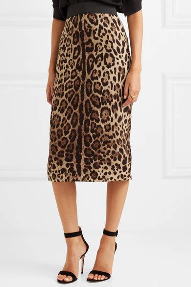 Dolce And Gabbana Leopard Print Stretch Silk Pencil Skirt Net A