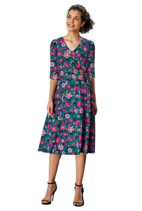 Shop Floral Print Crepe Wrap Dress Eshakti