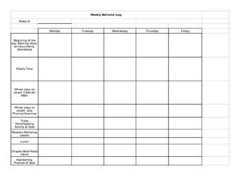 Weekly Behavior Calendar template | Behavior calendar, Daily schedule ...