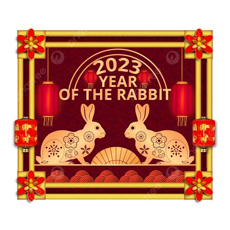 Année Du Lapin Nouveau Chinois 2023 Frontière Rouge Fête De La Chine