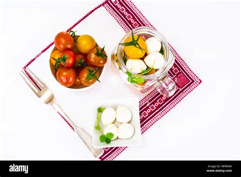 Caprese Salad In Glass Jar Stock Photo Alamy