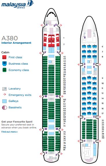 MAlaysian A380 Seat Map Airline Interiors Aircraft Interiors Airbus