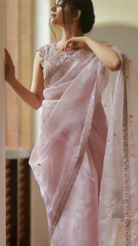 Baby Pink Organza Saree Aanchal Efg Saree Look Designer Dresses