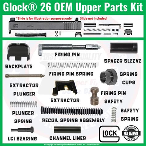 Glock 26 OEM Upper Parts Kit Gen 3 G26 UPK | Marine Gun Builder