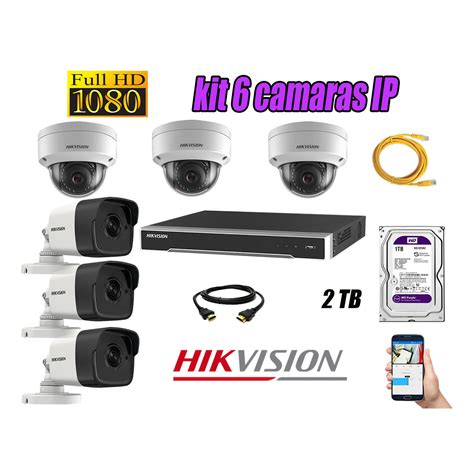 Ripley HIKVISION CÁMARAS DE SEGURIDAD KIT 6 IP POE DISCO 2TB WD